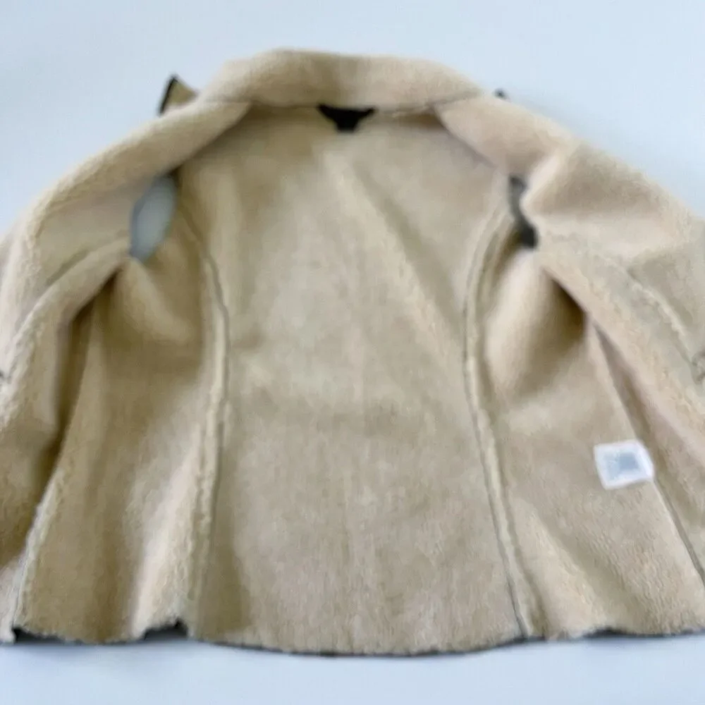 Sherpa Lined Lands End Zip Up Faux Suede Warm Vest Size M/P Medium Petite Brown